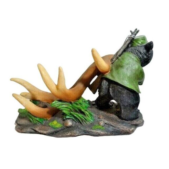 Happy Burdens Hunting Bear Antler Wine Bottle Holder Lodge Cabin Polyresin NIB - Picture 2 of 4